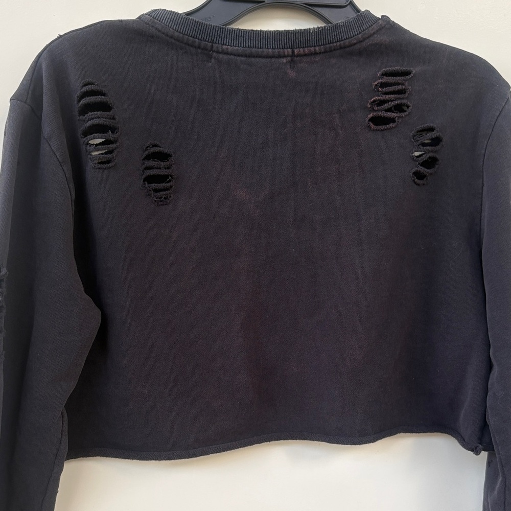 Black Distressed Crop Top - Picture 4 of 7